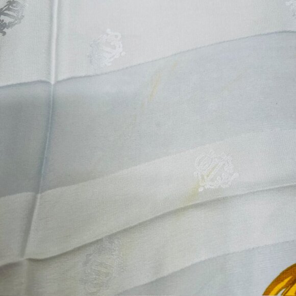 Christian Dior 100% Silk Scarf Chiffon &Satin 33"  Silver Black Gold Design(15 - Picture 7 of 10